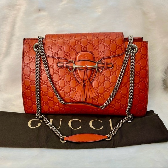 Gucci Tangerine Embossed Leather Shoulder Bag - Picture 5 of 17